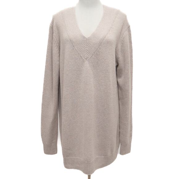 One Grey Day Superfine Merino Wool Blend V-Neck Sweater Size Large - Picture 1 of 11